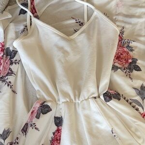 Women’s White Floral Wide-Leg Jumpsuit